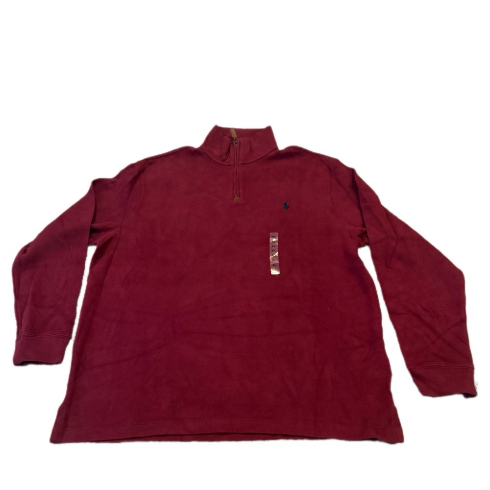 NEW Mens Polo Ralph Lauren Quarter 1/4 Zip Flesh Navy Pony Pullover Maroon XL